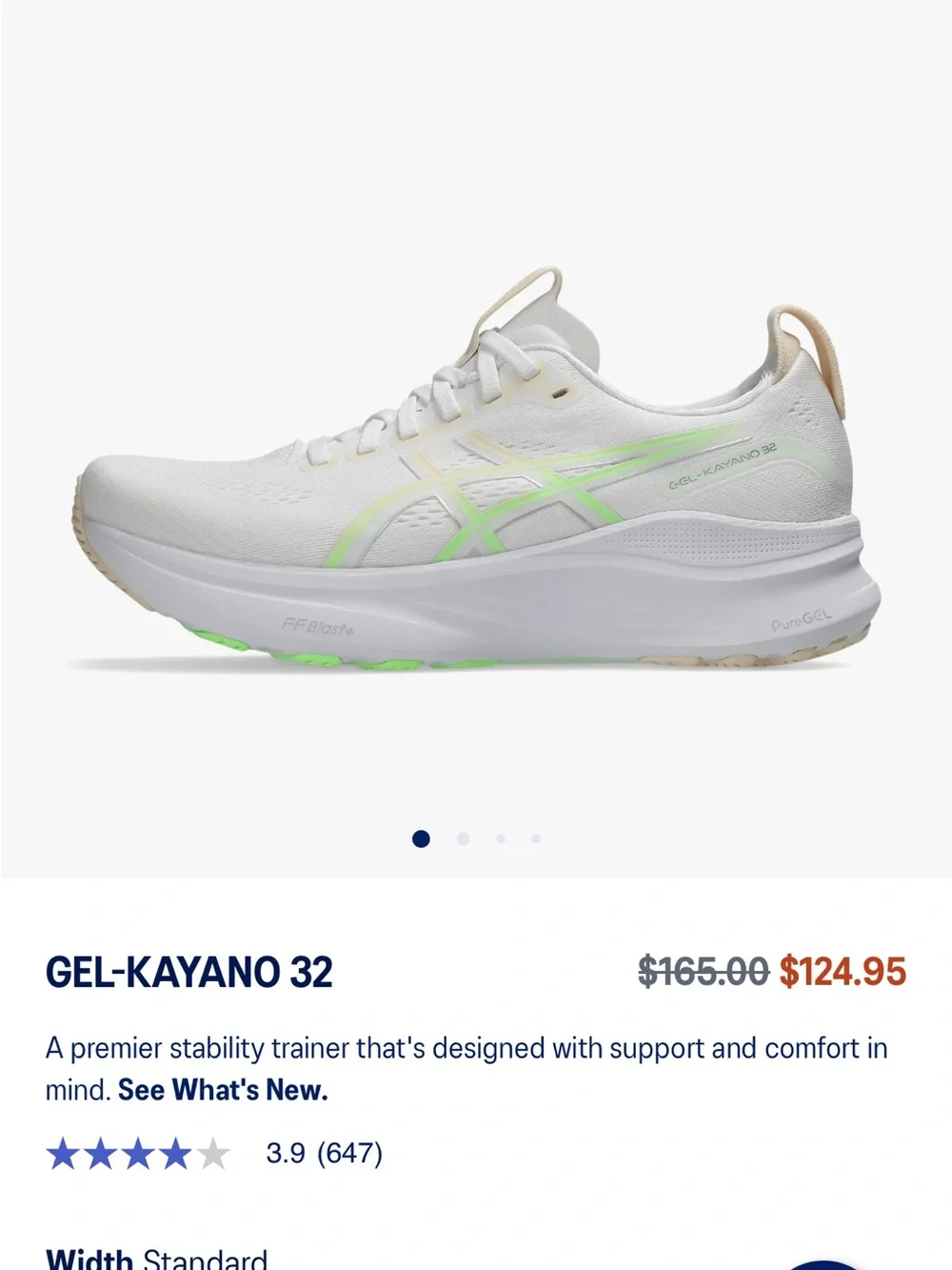 ASICS White Running Shoe with Lime Accent